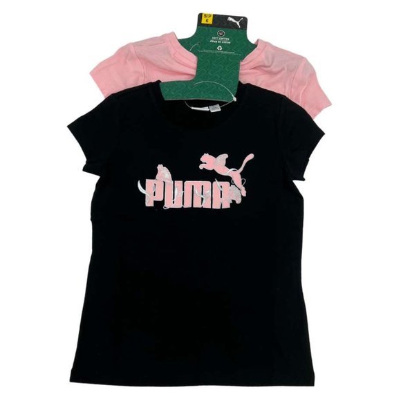 Puma | Girl's T-Shirt Set | Pink & Black | 2 Pack | Various Sizes - Picture 2 of 2